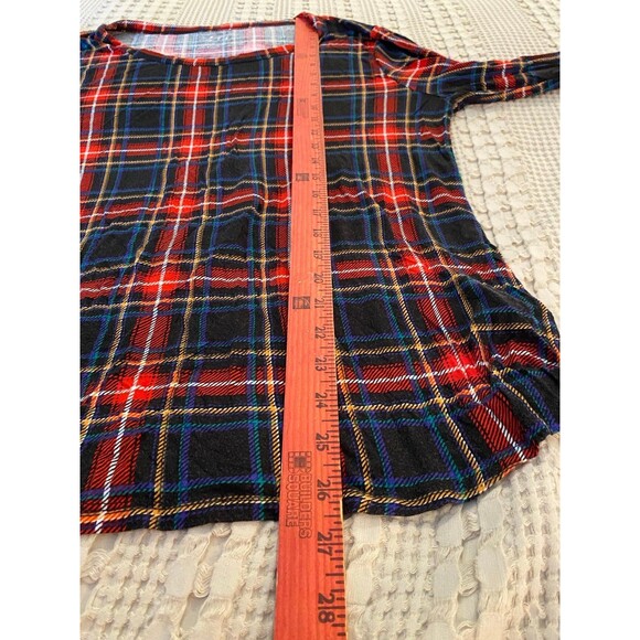 24/7 Top Plus Size XL Red Navy Plaid Blouse  +Stretch Super Soft  Extra Long - Picture 11 of 11